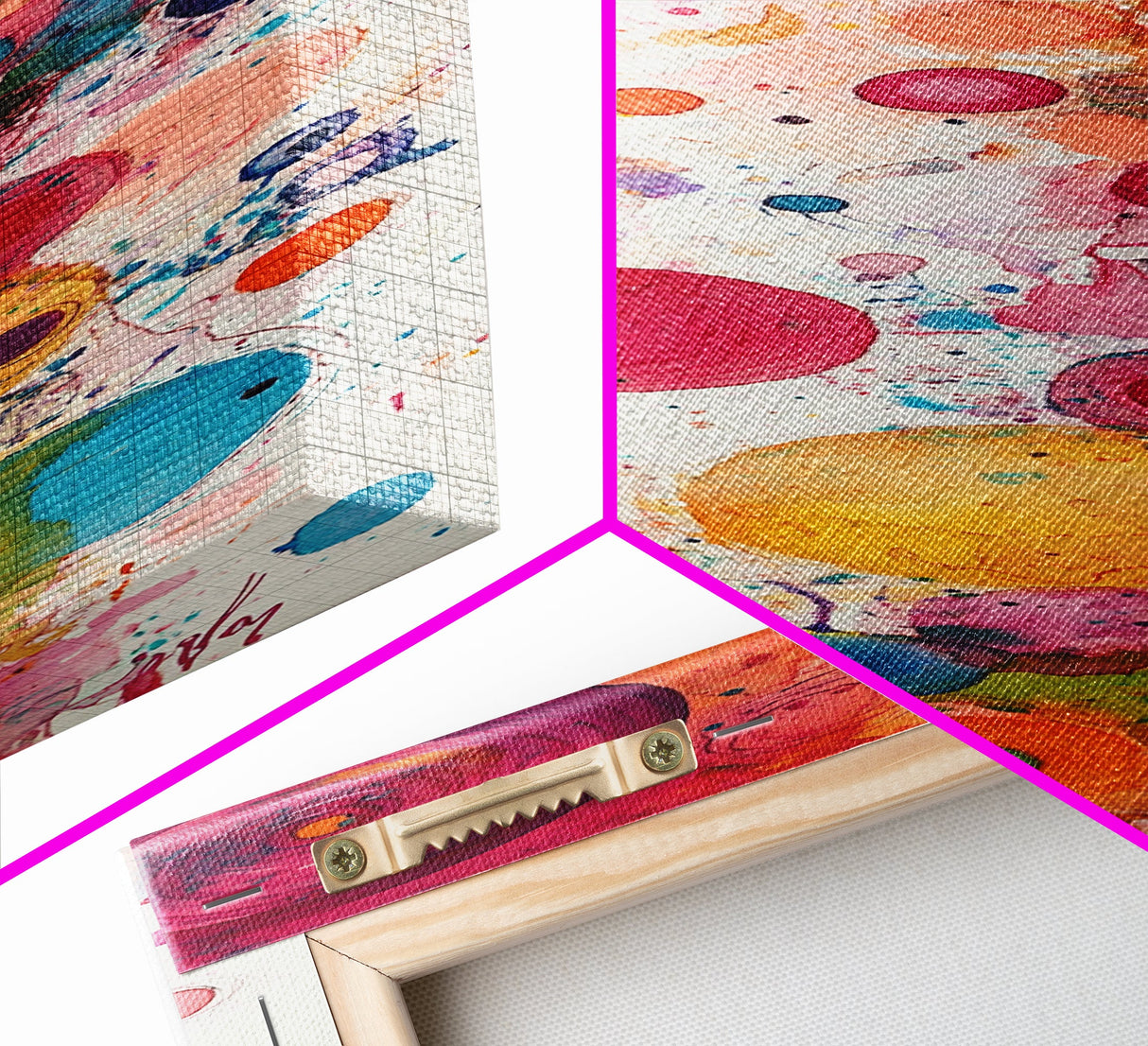 Colorful Abstract Dots Canvas Print Whimsical Art Modern Wall Decor Playful Vertical Art Gift Idea Light Pink Wall Art