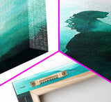 Moonlit Goddess Canvas Print Featuring Moody Woman Painting, Afrocentric Wall Art, And Above Bed Wall Art With Blue Green Hues