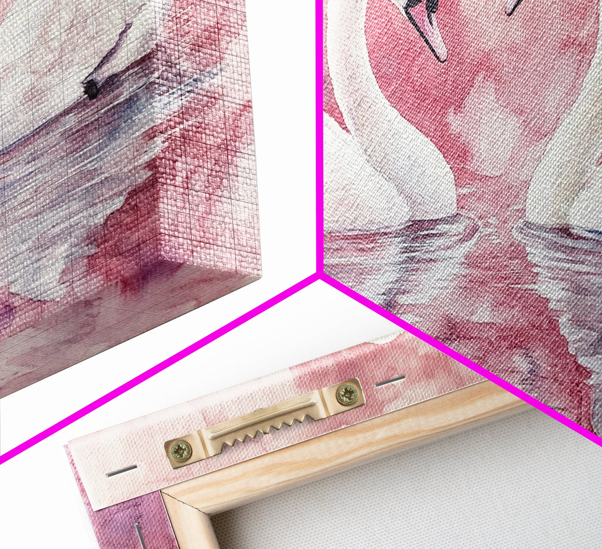 Elegant Swan Painting Framed Canvas Print Featuring Swan Painting and Moody Art Pink Wall Art Bedroom Wall Art Romantic Living Decor