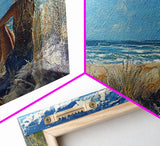 Coastal Cowgirl Framed Canvas Print Coastal Landscape Art Nautical Decor Ocean View Art Horizontal Wall Art Above Bed Wall Art