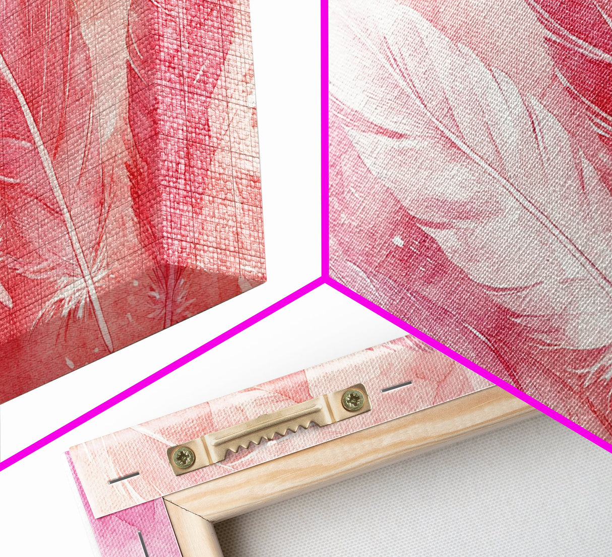 Light Feather Abstract Canvas Print, Pink and Peach Minimalist Art, Cozy Home Wall Decor, Soft Whimsical Style Living Room Artwork