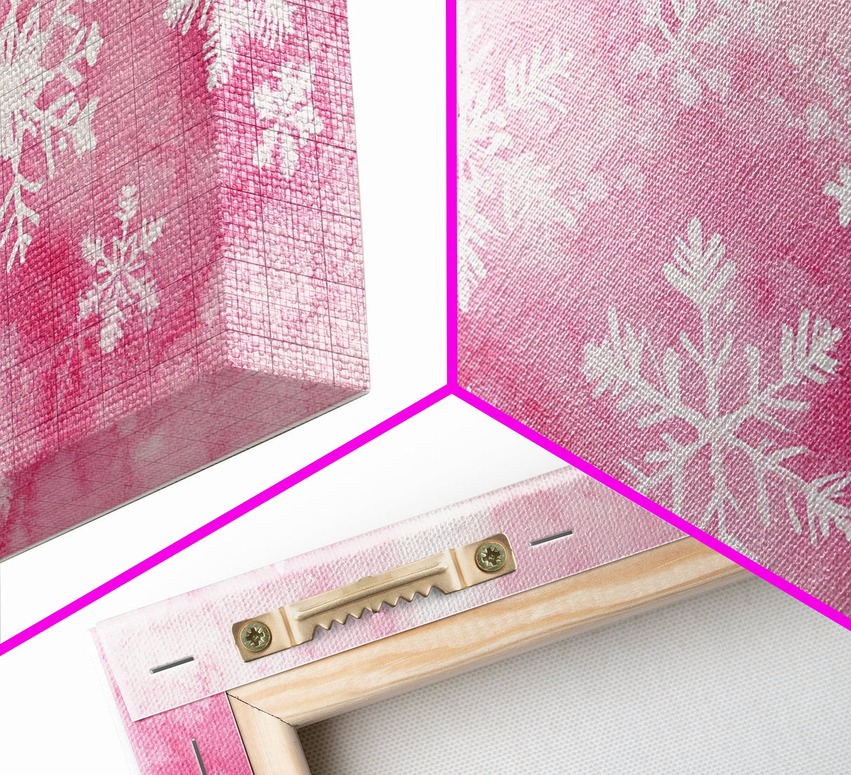 Snowflake Christmas Canvas Print, Winter Wonderland Art, Light Pink Wall Decor, Festive Holiday Artwork, Cozy Seasonal Charm Gift