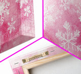 Snowflake Christmas Canvas Print, Winter Wonderland Art, Light Pink Wall Decor, Festive Holiday Artwork, Cozy Seasonal Charm Gift