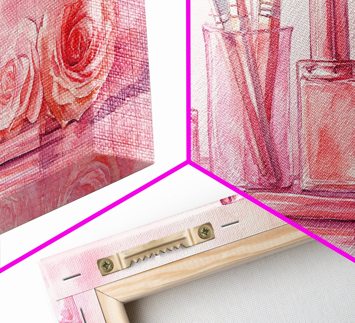 Pink Makeup Canvas Print | Therapy Art | Feminine Wall Art | Light Pink Bedroom Decor | Romantic Vanity Framed Canvas Print