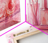Pink Makeup Canvas Print | Therapy Art | Feminine Wall Art | Light Pink Bedroom Decor | Romantic Vanity Framed Canvas Print