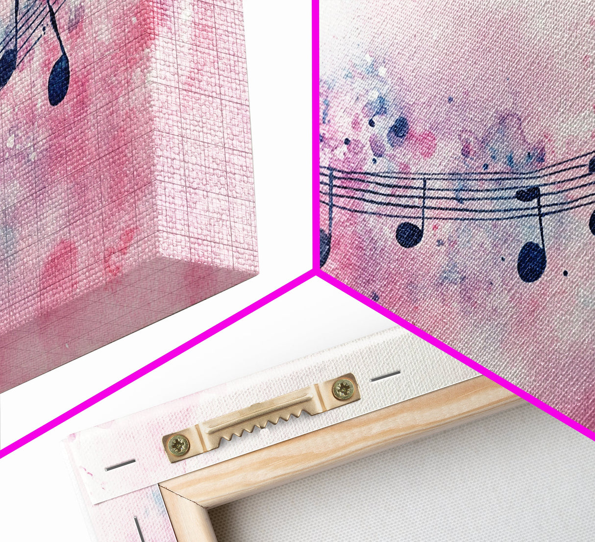 Music Notes Canvas Print Pink Abstract Art Musical Gift Idea Therapy Room Decor Boho Minimalist Wall Art Living Room Accent
