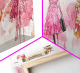 Fashion Sketch Canvas Print Pink Wall Art Whimsical Decor Fashionista Gift Idea Artistic Living Room Accent Modern Feminine Aesthetic