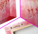 Pink Chandelier Canvas Print Glamorous Light Pink Wall Art Elegant Boho Minimalist Living Room Bedroom Art Framed Christmas Decor