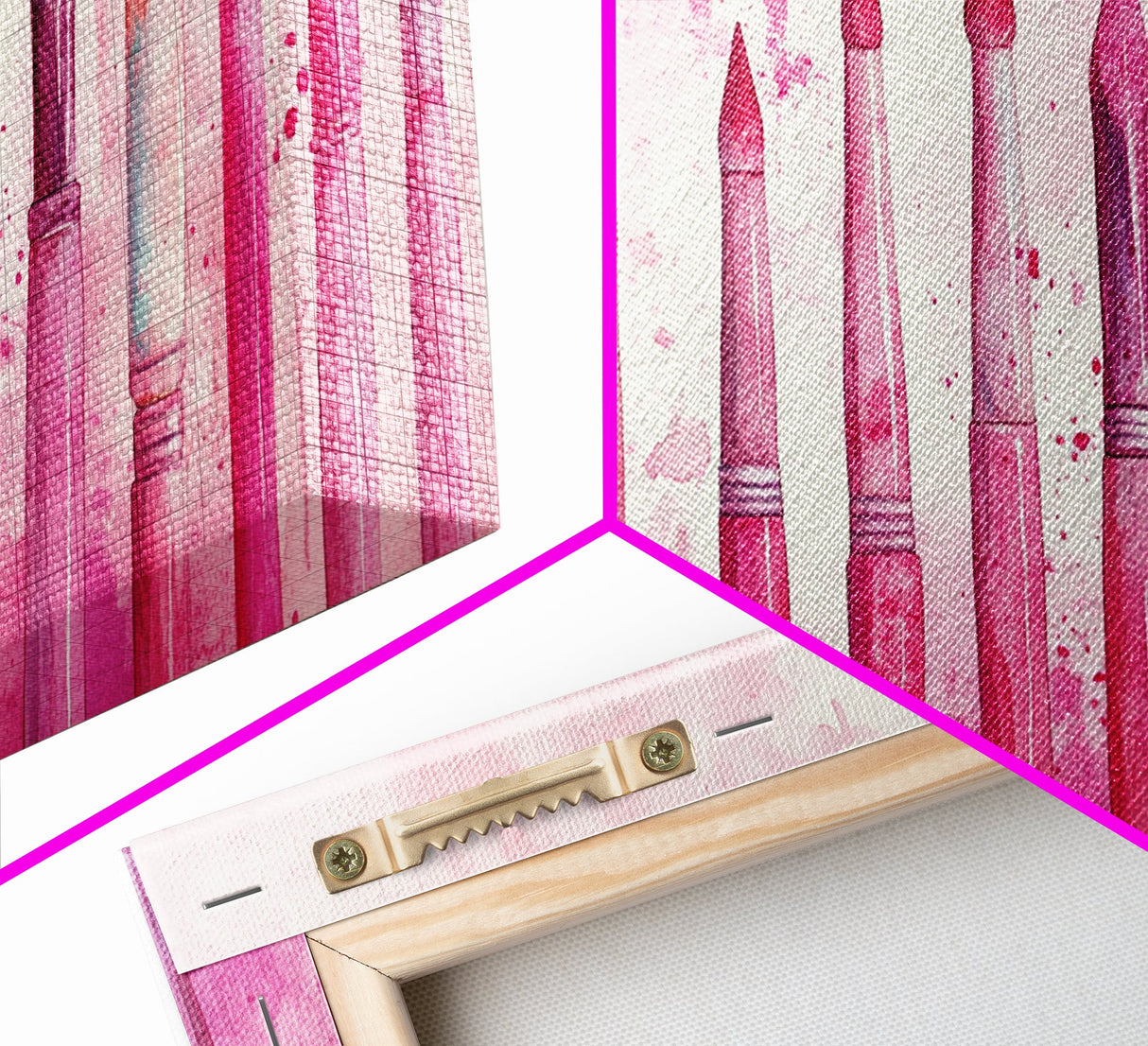 Artistic Brushes Canvas Print Pink Abstract Art Tools Studio Decor Light Pink Wall Art Boho Minimalist Wabi Sabi Artist Gift Idea
