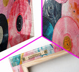 Retro Vinyl Records Canvas Print Lofi Art Chicano Wall Art Skinny Wall Art Living Room Decor Music Gift Idea Bedroom Art