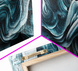 Blue Textured Wave Art Framed Canvas Print, Geometric Wall Art, Abstract Coastal Art, Sage Green Wall Art, Bedroom Art, Vertical Wall Art