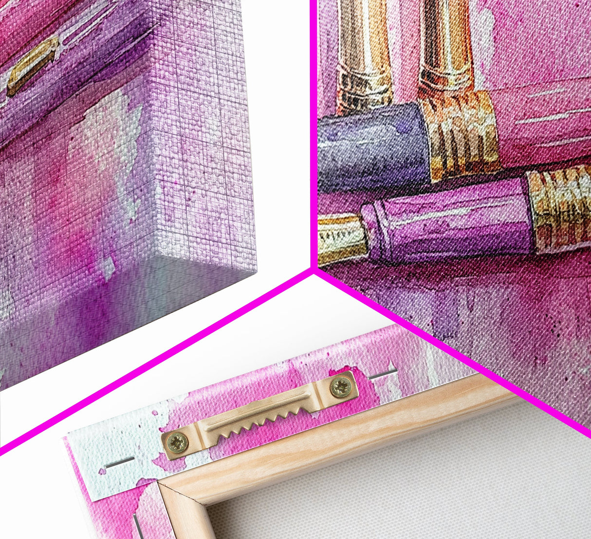 Elegant Fountain Pen Canvas Print | Pink Abstract Art | Stationery Inspired Wall Art | Unique Study Room Decor | Framed Office Art