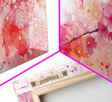 Vibrant Cherry Blossom Canvas Print | Pink Orange Wall Art | Spring Inspired Artwork | Living Room Above Sofa Decor | Horizontal Art