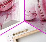 French Macaron Canvas Print | Pink Kitchen Wall Art | Food Inspired Artwork | Framed Pastel Dessert Art | Unique Dining Room Decor