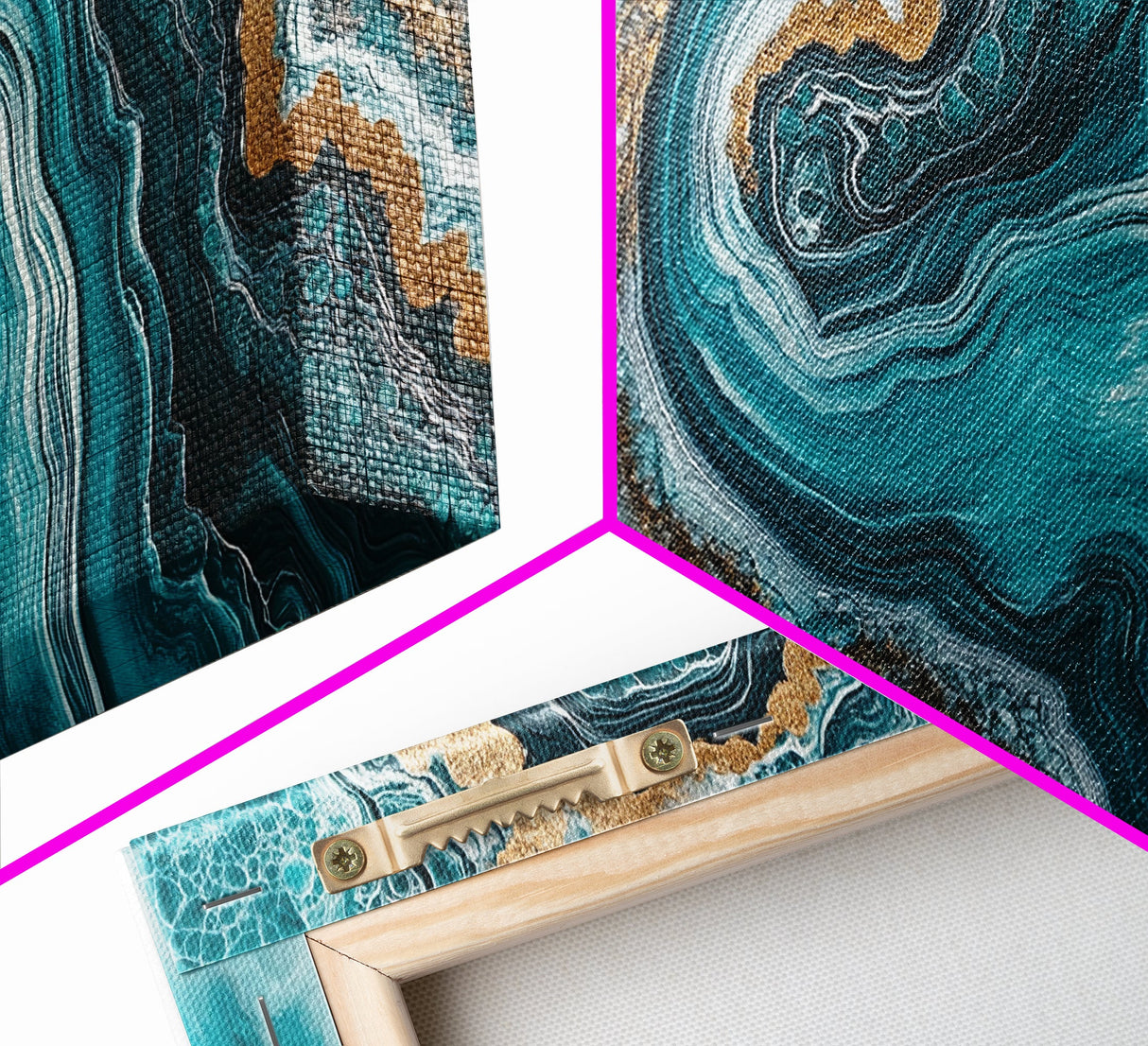 Turquoise Geode-Inspired Canvas Print, Mosaic Wall Art, Teal Wall Art, Abstract Coastal Art, Panoramic Art, Wide Wall Art, Coastal Decor