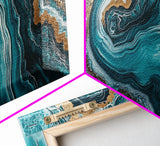 Turquoise Geode-Inspired Canvas Print, Mosaic Wall Art, Teal Wall Art, Abstract Coastal Art, Panoramic Art, Wide Wall Art, Coastal Decor