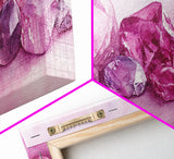 Gemstone Painting Canvas Print - Pink Abstract Art Minimalist Gemstone Painting Coastal Decor Feminine Gift Idea Wall Ar