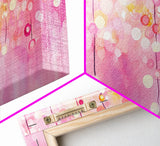 Magical Fairy Light Pink Abstract Canvas Print with Bokeh Lights, Ideal Whimsical Art for Living Room, Vertical Skinny Wall Art