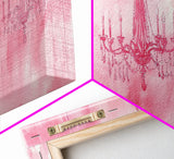 Vintage Chandelier Canvas Print in Soft Pink, Elegant Rustic Wall Art with Wabi Sabi Aesthetic, Perfect Guest Room or Living Room Art
