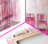 Makeup Brushes Still Life Canvas Print Light Pink Wall Art Dorm Decor Wabi Sabi Art Gift Idea Living Room or Vanity Artwork