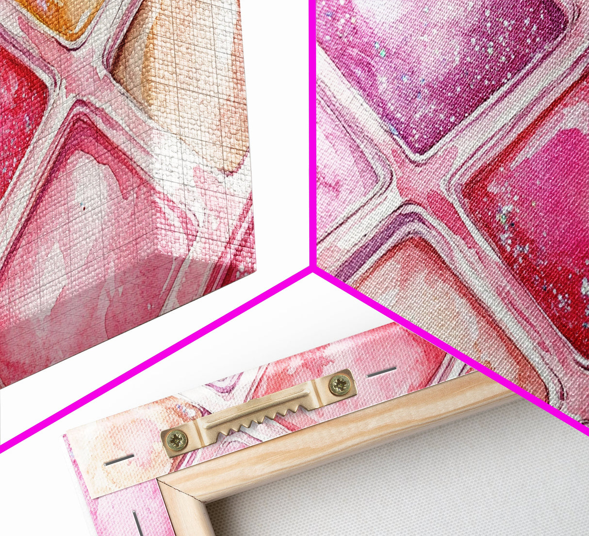 Shimmery Pink Palette Canvas Print Minimalist Makeup Art Light Pink Wall Art Dorm Room or Beauty Studio Aesthetic Gift Idea