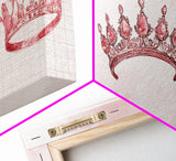 Pink Crown Trio Canvas Print Whimsical Art Princess Aesthetic Dorm Decor Light Pink Art Bedroom or Living Room Artwork Gift Idea