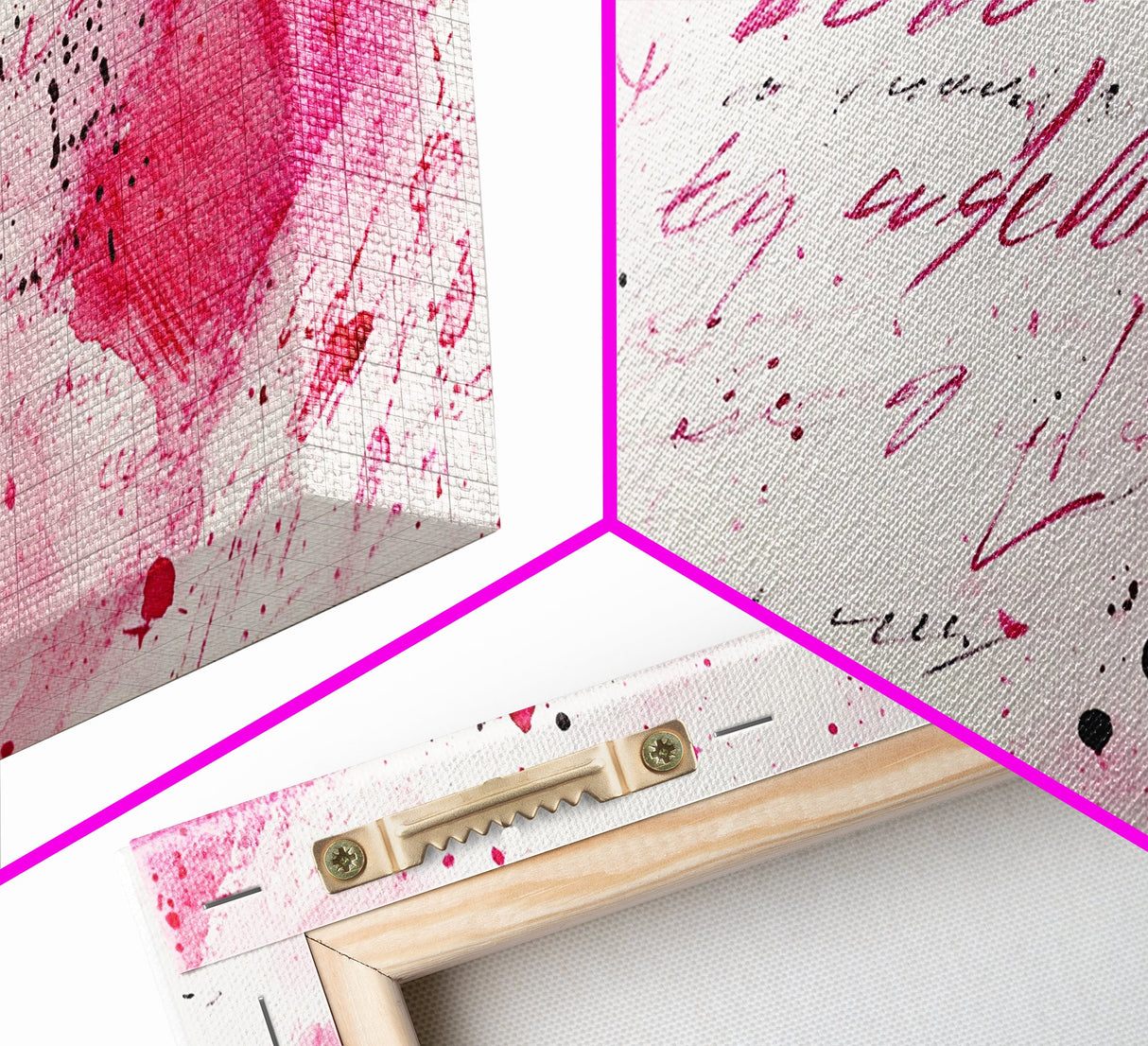 Abstract Lettering Canvas Print Pink Graffiti Wall Art Modern Living Room or Dorm Decor Bold Aesthetic Artwork Contemporary Gift Idea
