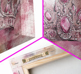 Regal Crown Painting Framed Canvas Print Goddess Art Print Pink Abstract Art Light Pink Wall Art Bedroom Decor Unique Gift Idea