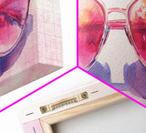 Retro Sunglasses Art Canvas Print | Fun Pink Wall Art | Whimsical Framed Canvas Print | Boho Chic Decor | Gift Idea | Dorm Room Art