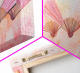 Fan Arrangement Canvas Print | Moroccan Wall Art, Chinoiserie Wall Art, Wabi Sabi Art, Light Pink Decor, Extra Wide Wall Art, Above Sofa Art