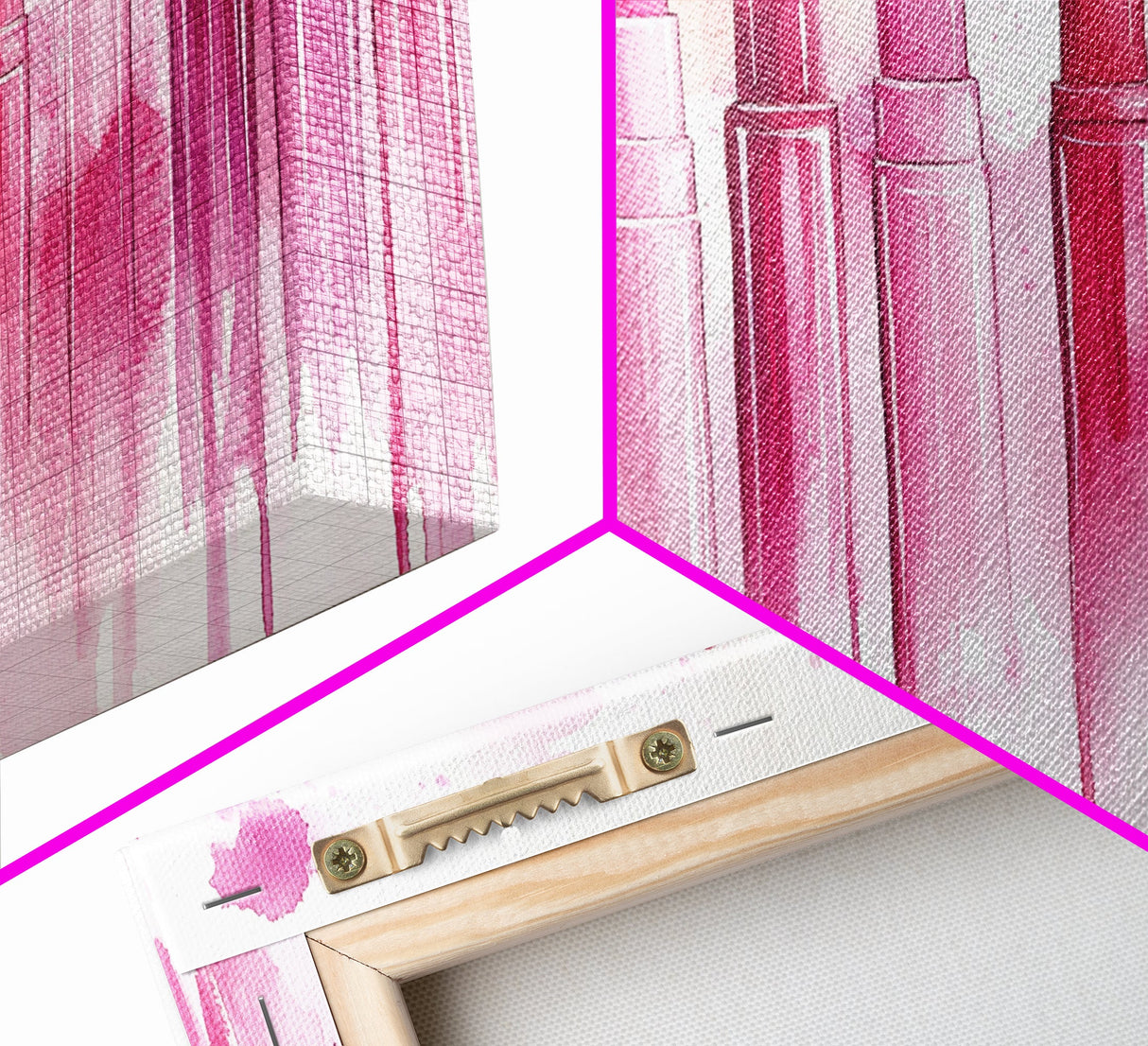 Assorted Lipstick Shades Illustration in Light Pink Wall Art on Canvas Print, Makeup Lover's Room or Vanity Decor Idea