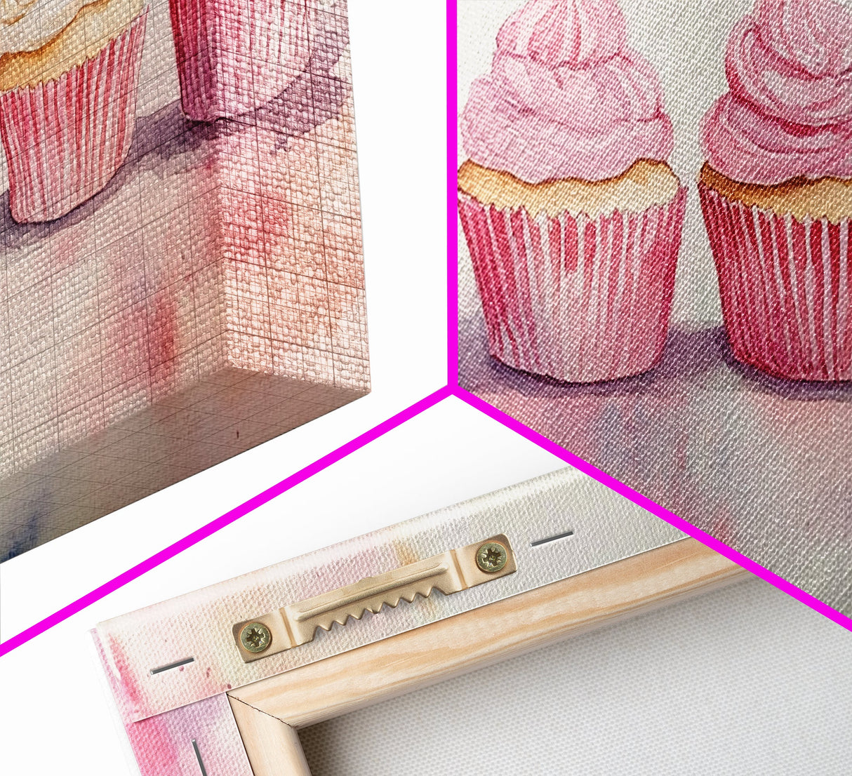 Whimsical Cupcake Canvas Print Pastel Pink Kitchen Art Light Pink Wall Art Food Review Kitchen Decor Gift Idea For Her