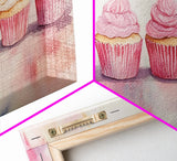 Whimsical Cupcake Canvas Print Pastel Pink Kitchen Art Light Pink Wall Art Food Review Kitchen Decor Gift Idea For Her