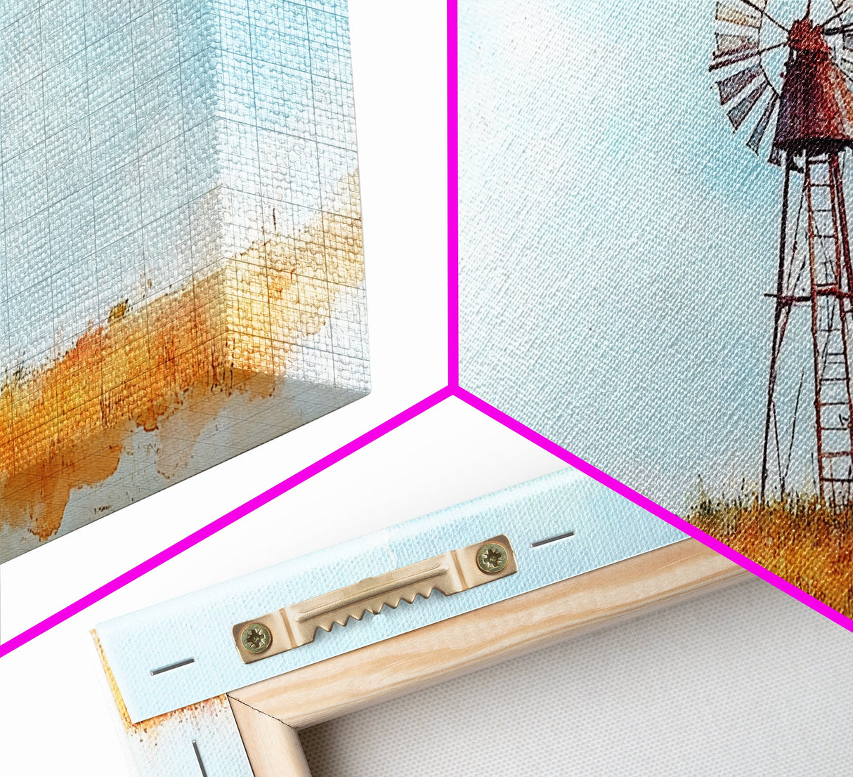 Rustic Windmill Framed Canvas Print Perfect Above Sofa Farmhouse Art Panoramic Artwork Wabi Sabi Inspired Bedroom Horizontal Wall Art