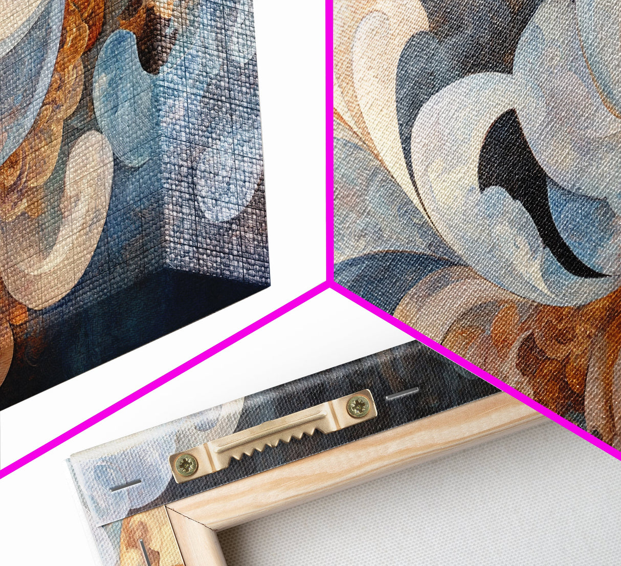 Swirling Blue Orange Canvas Print, Geometric Wall Art Nautical Rustic Decor, Moody Abstract Artwork Idea Horizontal Living Room Design
