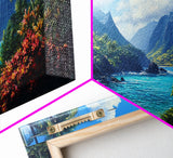 Waterfall Paradise Canvas Print Hawaii Art Coastal Wall Art Above Sofa Decor Rustic Landscape Painting Living Room Art Gift Idea