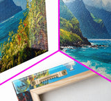 Lush Hawaiian Coast Canvas Print Coastal Painting Nautical Wall Art Panoramic Art Tropical Landscape Art Above Bed Wall Art Gift Idea