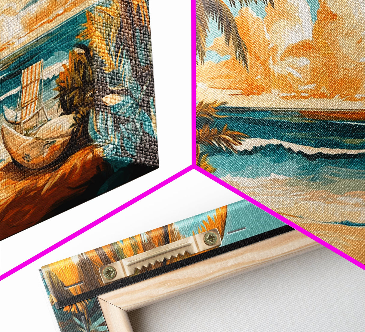 Sunset Surf Shack Canvas Print Nautical Wall Art Coastal Painting Rustic Decor Tropical Landscape Art Extra Wide Art Bedroom Art