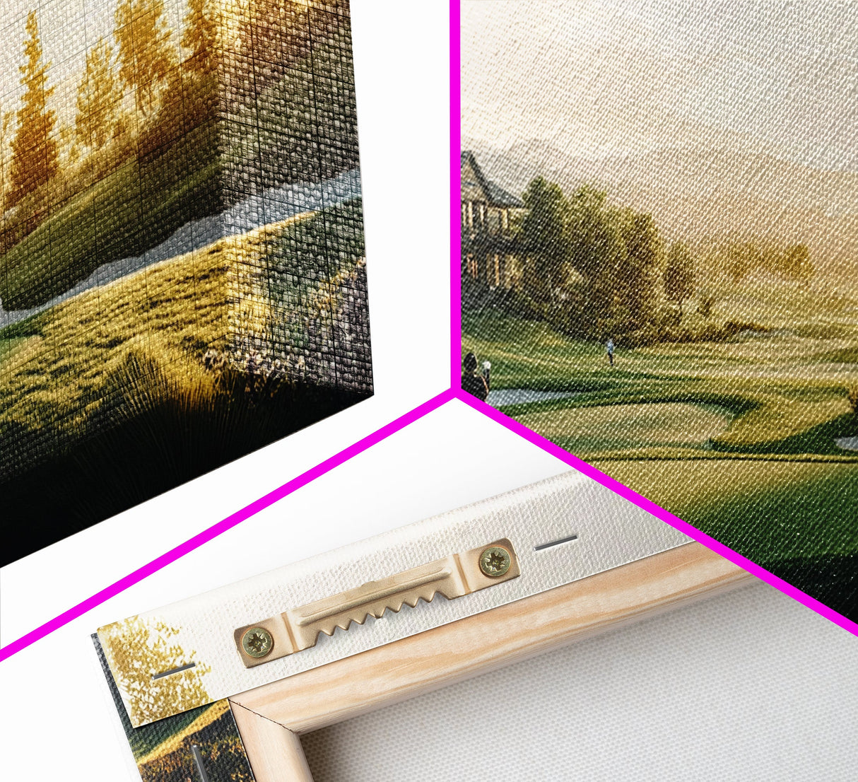 Golf Course Sunset Canvas Print Panoramic Landscape Art Rustic Decor Above Bed Artwork Gift Idea Extra Wide Horizontal Wall Art