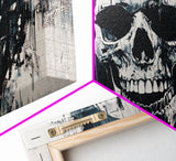 Gothic Skull Art Canvas Print, Dark Moody Abstract Wall Decor, Halloween Living Room Art, Unique Therapy Art Gift, Dark Angels Print