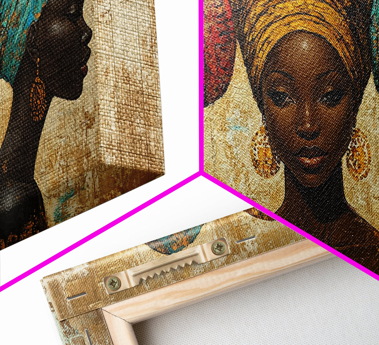 Elegant African Women Canvas Print, Bold Afrocentric Wall Art Decor, Moody Abstract Painting, Unique Bedroom Art Gift Idea