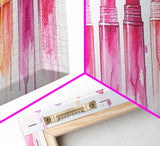 Vibrant Lipstick Shades Canvas Print, Pink Makeup Wall Art, Feminine Bedroom Decor, Whimsical Beauty Room Artwork Gift Idea