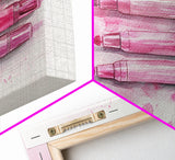 Pink Brushes Art Canvas Print with Geometric Design, Light Pink Wall Art Perfect Above Sofa or Dorm Room, Wabi Sabi Inspired Decor