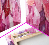 Gemstone Painting Canvas Print with Whimsical Crystal Colors, Gift Idea with Pink Orange Wall Art Accents, Boho Vertical Art