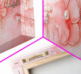 Cherry Blossom Canvas Print with Delicate Pearl Accents, Romantic Light Pink Wall Art for Bedroom or Coastal Wedding Decor