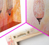 Moroccan Lanterns Canvas Print Pink Orange Wall Art Boho Decor Rustic Living Room Artwork Horizontal Farmhouse Style Gift Idea