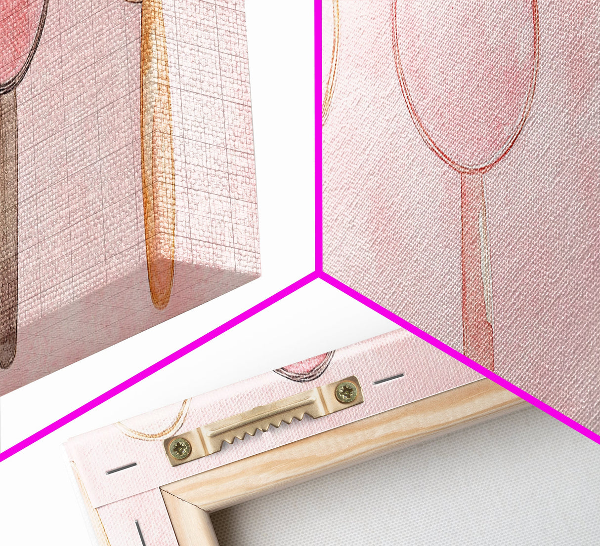 Minimalist Mirrors Framed Canvas Print Light Pink Wall Art Geometric Art Whimsical Art Modern Bedroom Decor Skinny Wall Art