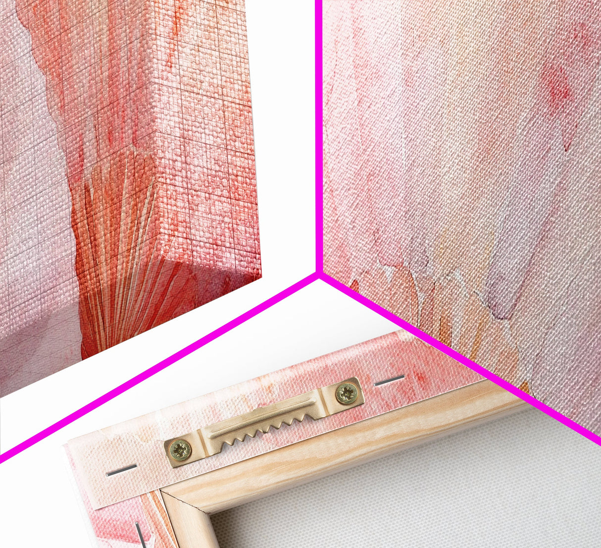Framed Canvas Print Light Pink Abstract Fan Art Coastal Cowgirl Wall Art Minimalist Rustic Decor Living Room Art Horizontal Painting