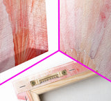 Framed Canvas Print Light Pink Abstract Fan Art Coastal Cowgirl Wall Art Minimalist Rustic Decor Living Room Art Horizontal Painting