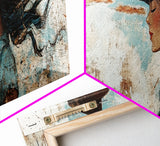 Blue Cowgirl Canvas Print Rustic Western Painting Farmhouse Art Wabi Sabi Artwork Guest Room Decor Extra Wide Wall Art
